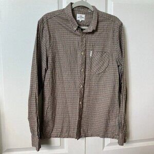Ben Sherman Flannel Cotton Plaid Check Mens Button Down Shirt Medium